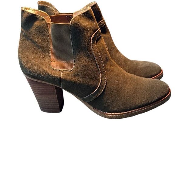 GAP Women's olive green Slip On Leather Chelsea Heel Wedge Booties Size 9 - Picture 8 of 9